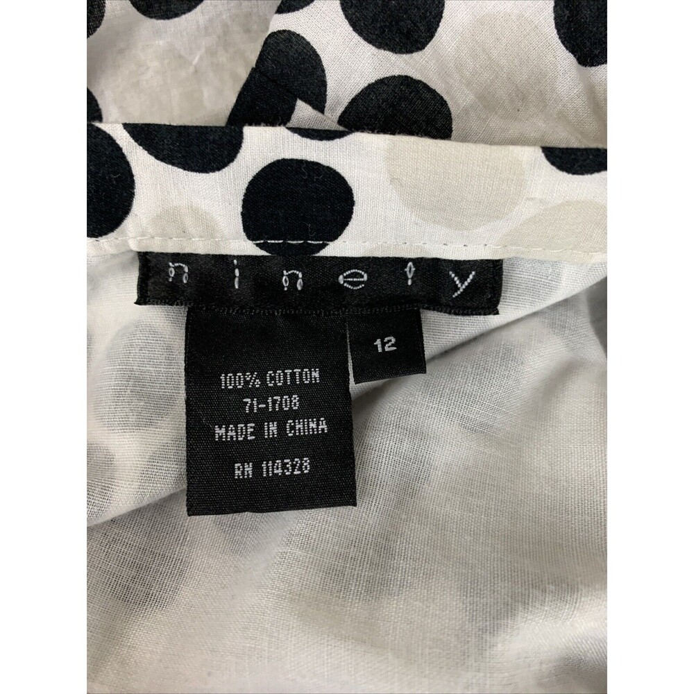 Ninety Women’s 12 Zip Up Skirt Black And White Polka Dot Flare Midi Skirt - Picture 4 of 8